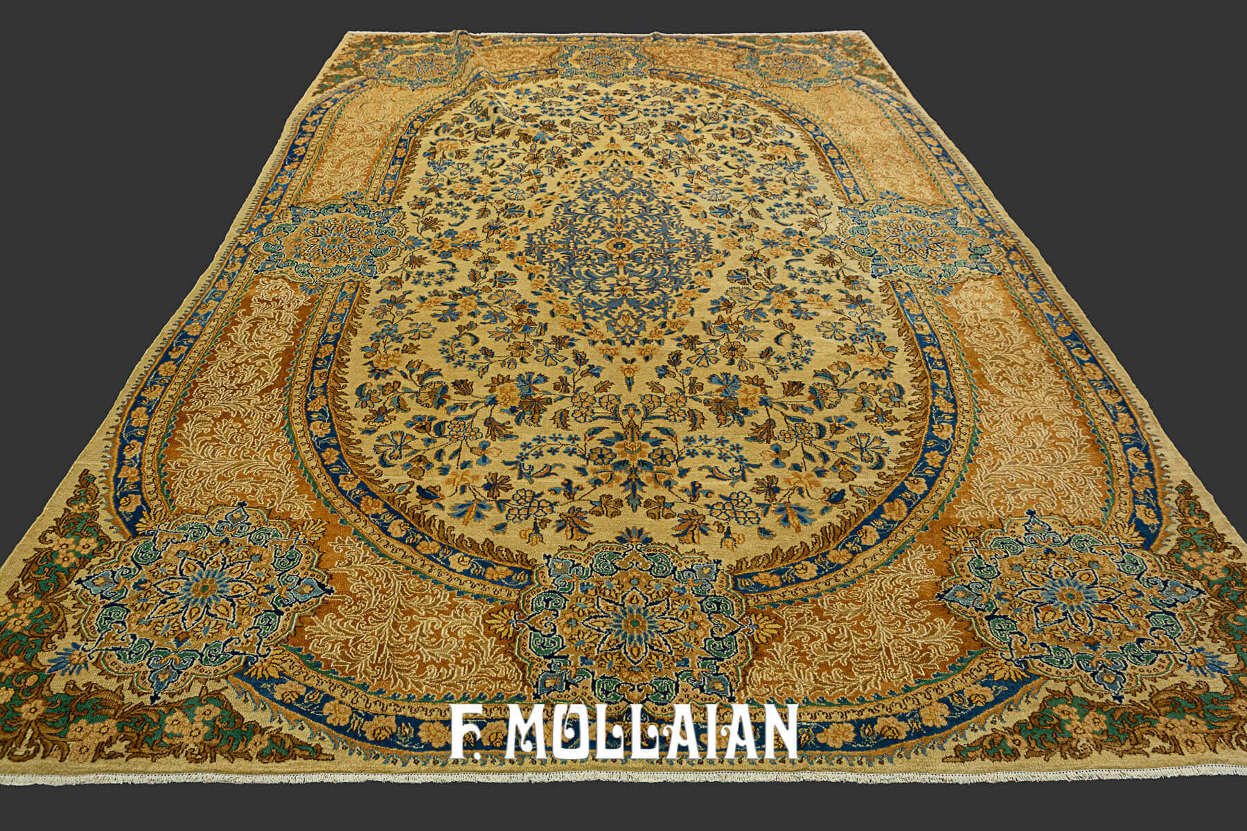 Hand-knotted Antique Kerman Carpet with mix of European-Persian Design n°:87473295